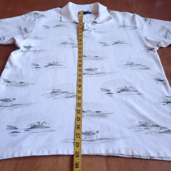 VINTAGE Chaps Ralph Lauren Ribbed Polo Shirt XL Hawaiian Island Palm Tree Cotton - Picture 12 of 12